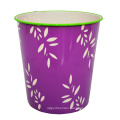 Leaf Pattern Printed Plastic Purple Open Top Waste Bin (B06-822)